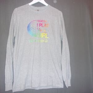 Women’s Golf Long Sleeve Graphic Tee – Gray – Size M